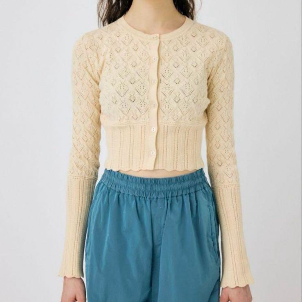 Moussy Women's Knit Cardigan Cropped Beige Size S New